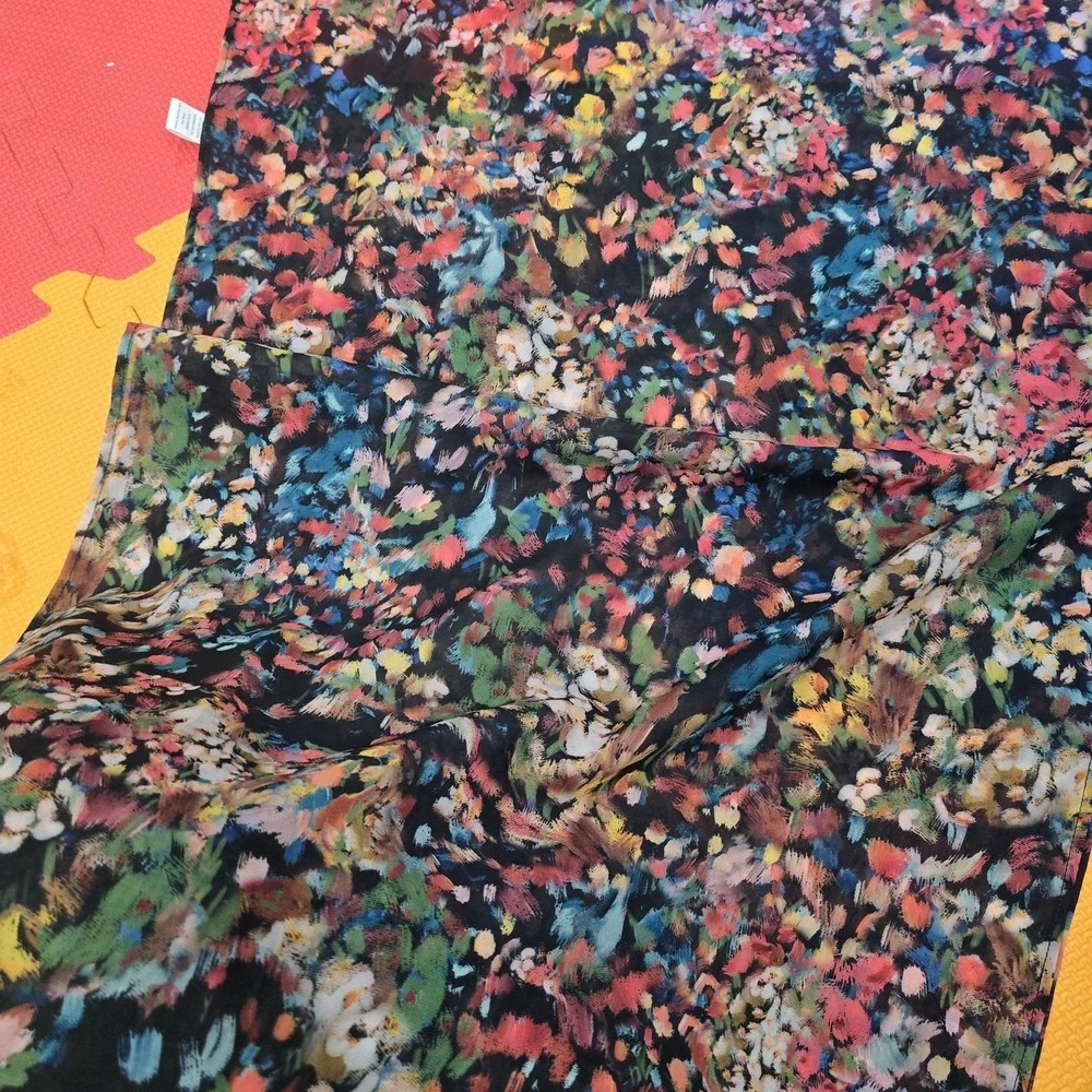 Sseko 100% Chiffon Floral Scarf - Multi-Color Abstract Print‎ - 60